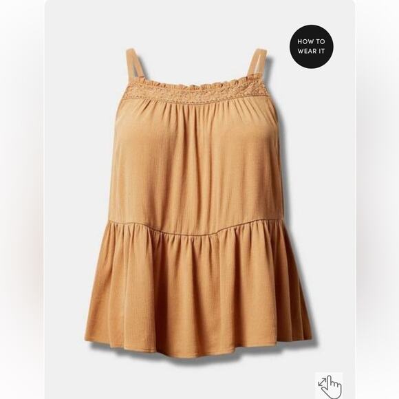 Torrid Washable Crinkle Gauze Sleeveless Crochet Tank Women's Size‎ Large - Picture 1 of 4